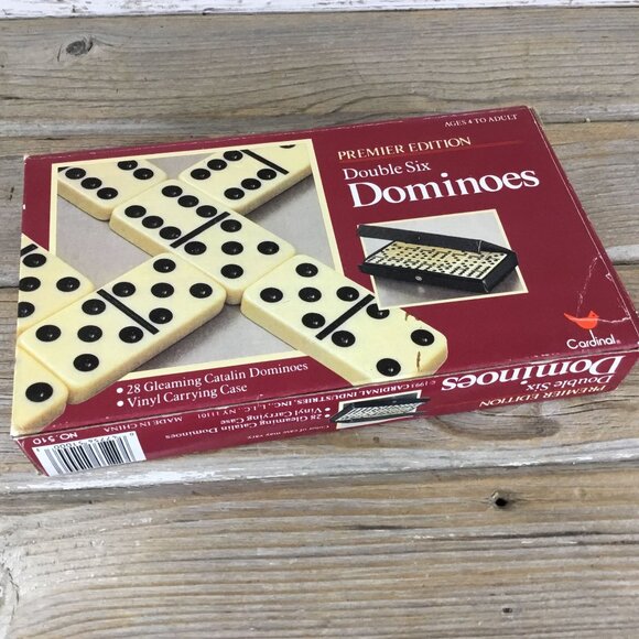 Cardinal Premier Edition Double Six Dominoes – 28 Pieces, Vintage 1990s Red Case - Picture 1 of 6